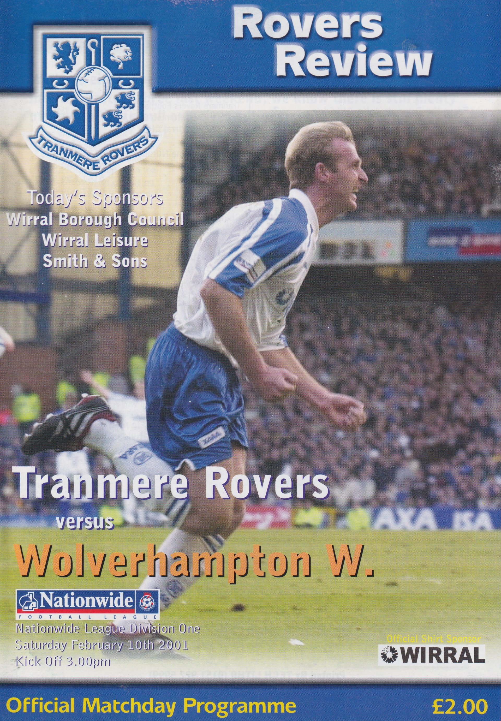 Tranmere Rovers v Wolverhampton Wanderers match programme